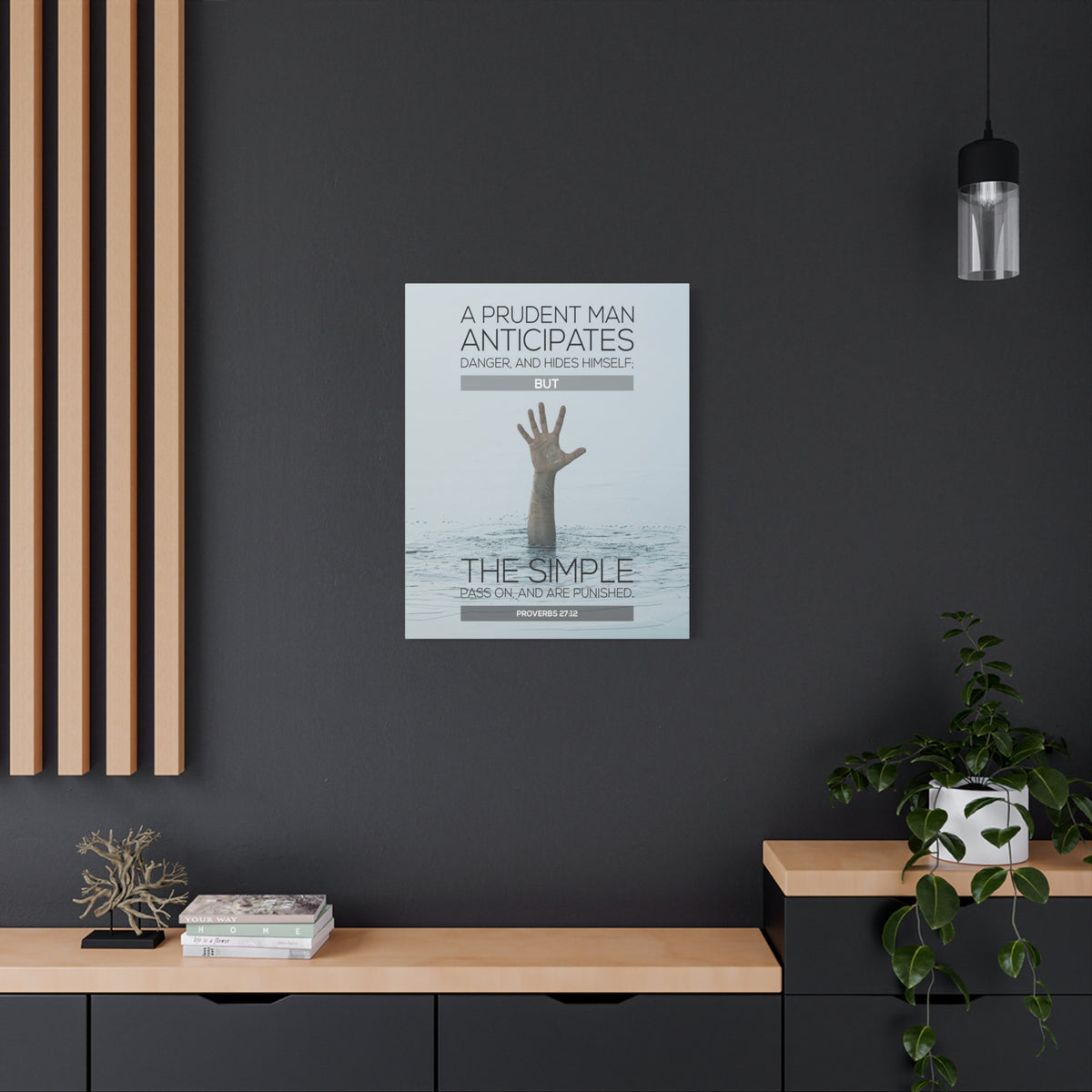 Scripture Canvas A Prudent Man Drowning Proverbs 27:12 Christian Wall Art Bible Verse Print Ready to Hang