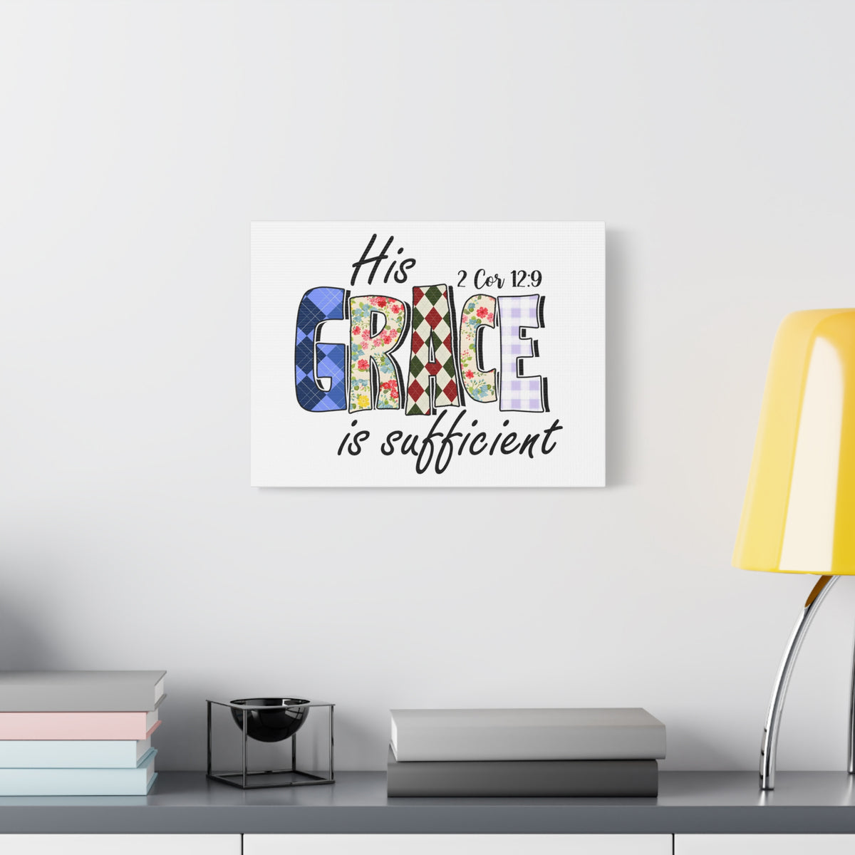 Scripture Walls His Grace is Sufficient 2 Corinthians 12:9 Bible Verse Canvas Christian Wall Art Ready to Hang Unframed