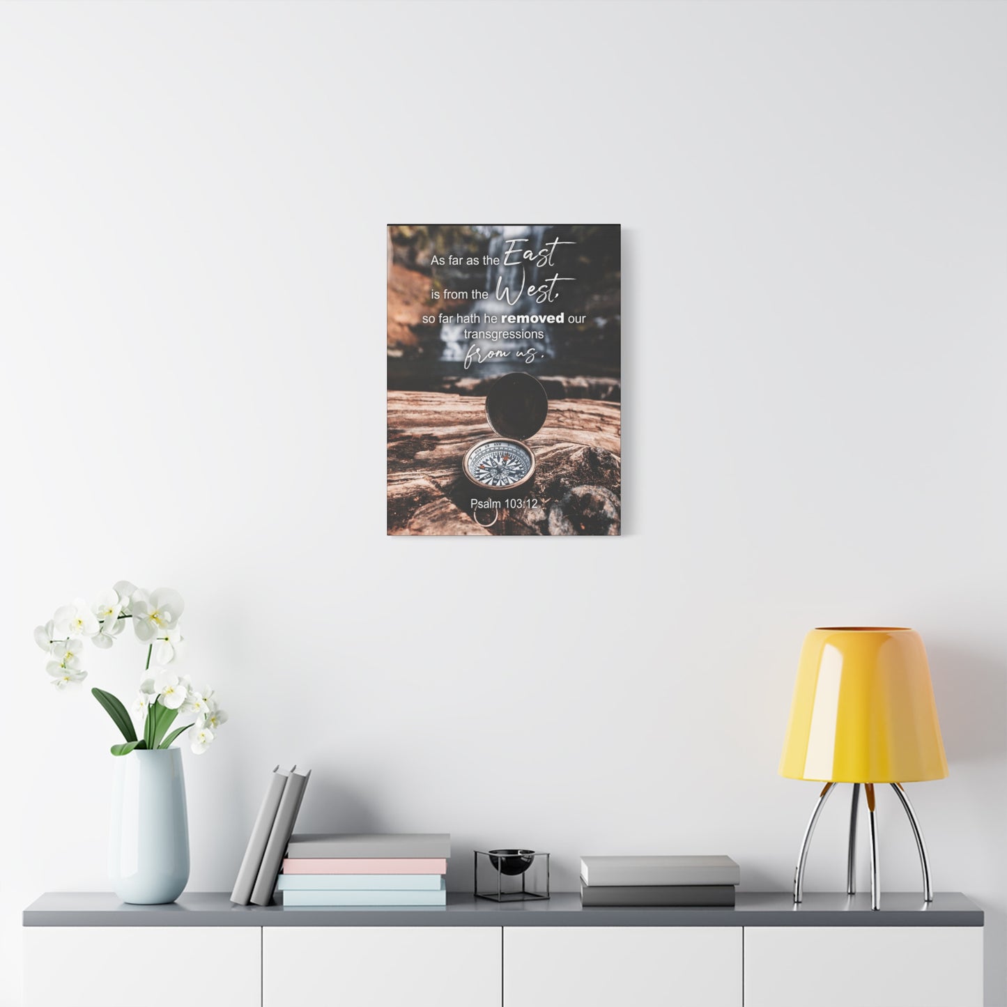 Scripture Canvas From Us Psalm 103:12 Christian Wall Art Bible Verse Print Ready to Hang