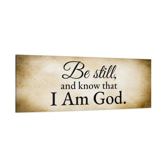 Scripture Walls Be Still Psalm 46:10 Gold Bible Verse Canvas Christian Wall Art Ready to Hang Unframed