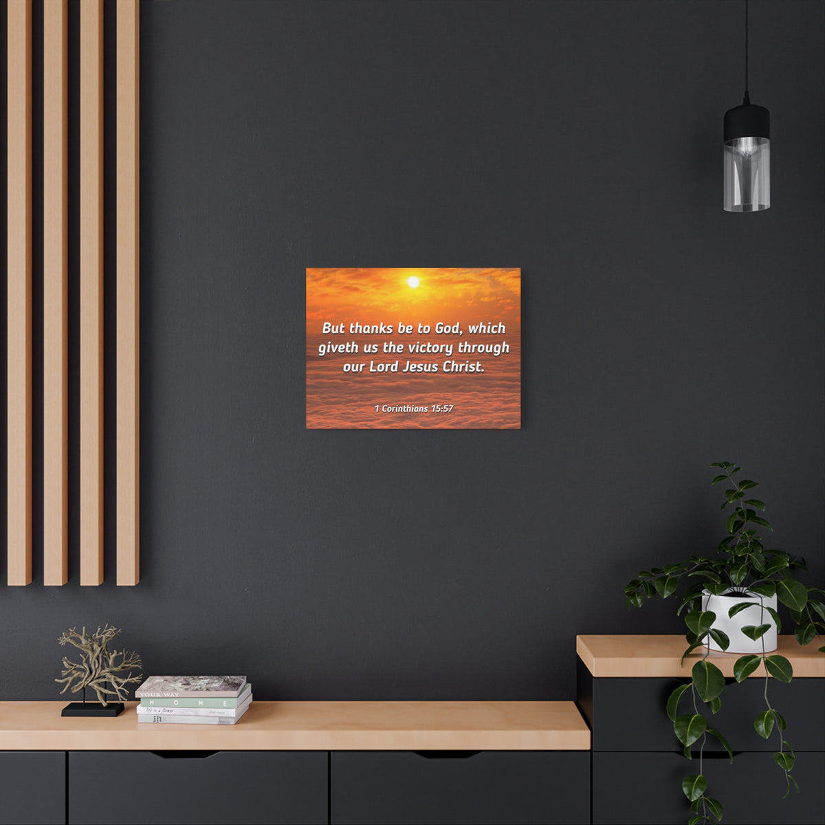 Scripture Canvas The Victory 1 Corinthians 15:57 Christian Wall Art Bible Verse Print Ready to Hang