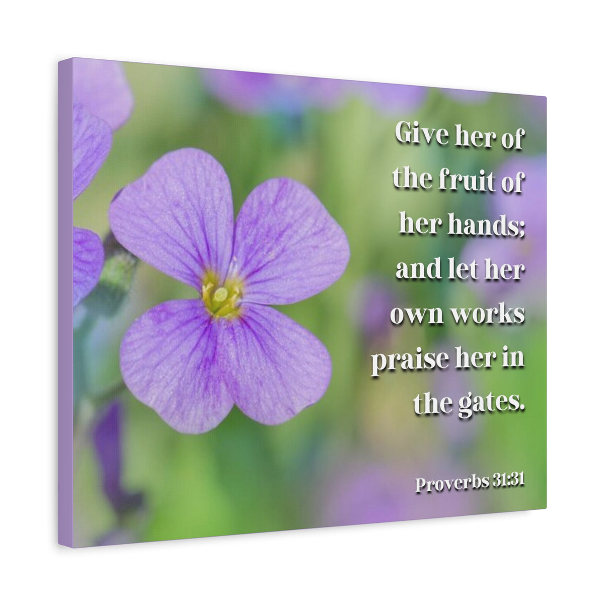 Scripture Canvas The Fruit Of Her Hands Proverbs 31:31 Christian Wall Art Bible Verse Print Ready to Hang