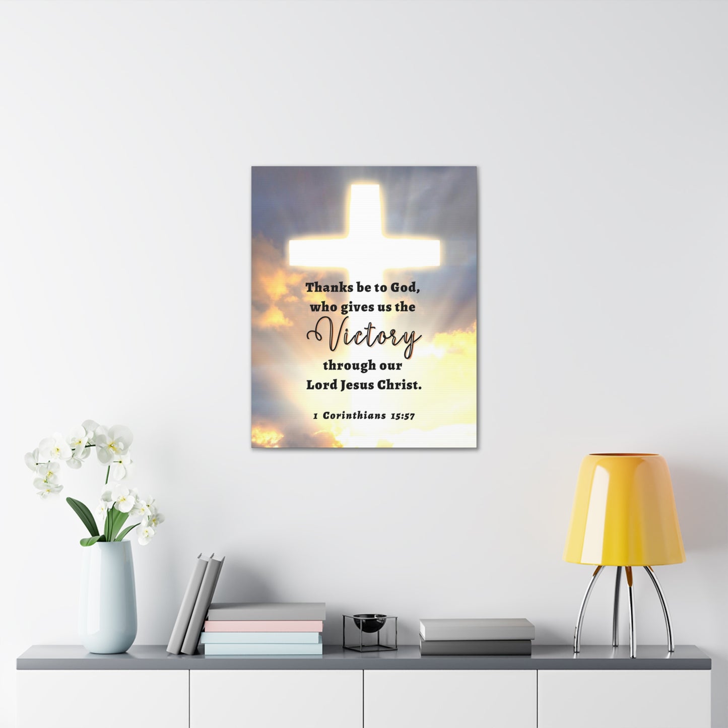 Victory In Christ 1 Corinthians 15:57 Bible Verse Canvas Christian Wall Art Ready to Hang