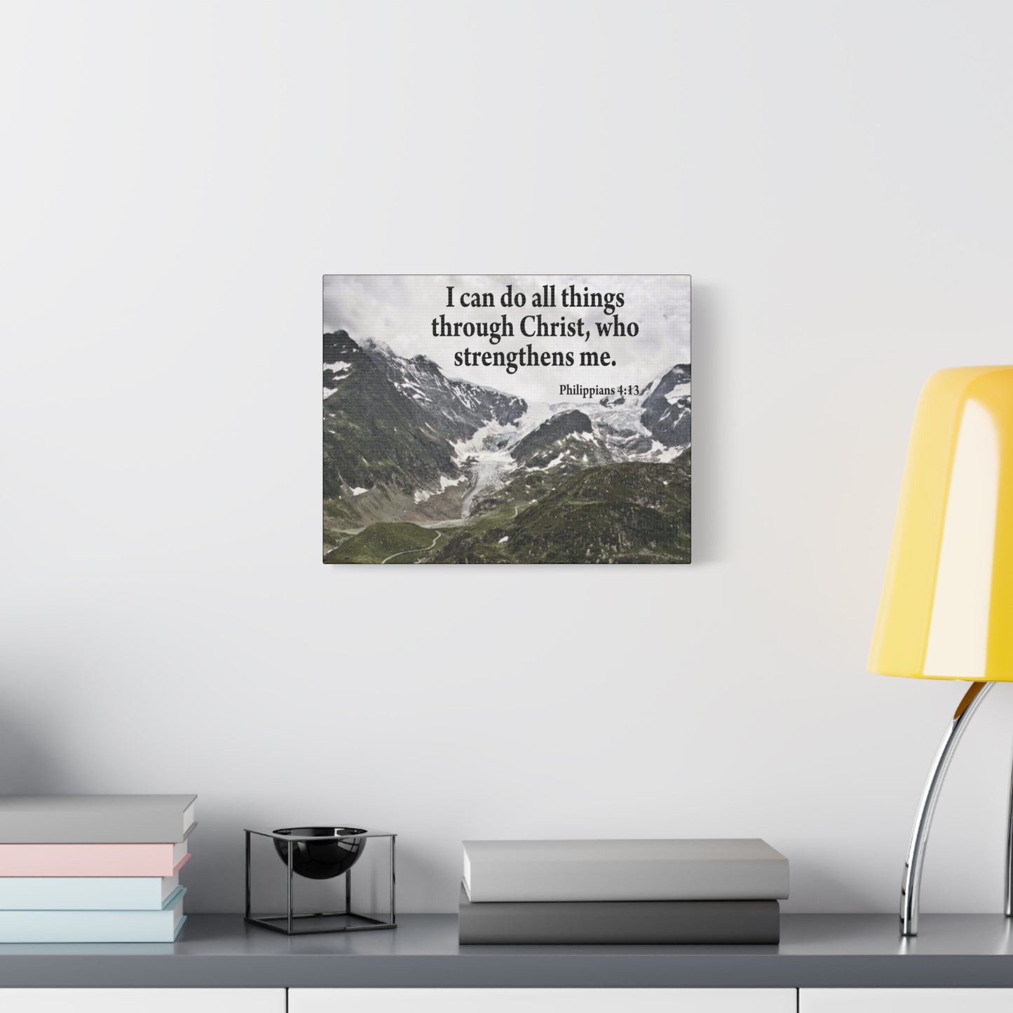 Scripture Canvas Christ Strenthens Me Philippians 4:13 Christian Wall Art Bible Verse Print Ready to Hang