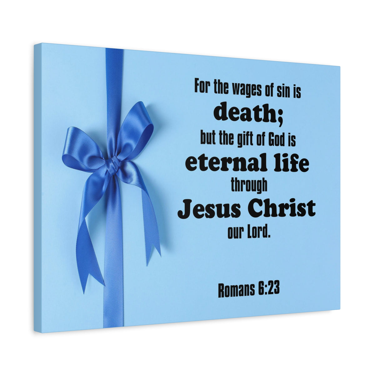 Scripture Canvas Eternal Life Romans 6:23 Christian Wall Art Bible Verse Print Ready to Hang