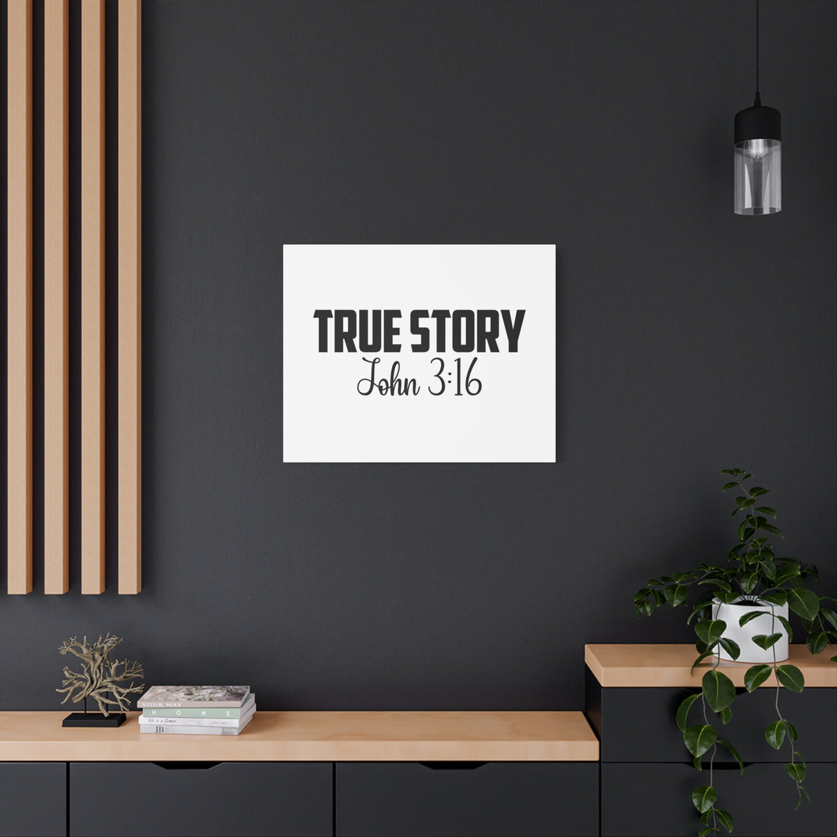 Scripture Canvas True Story John 3:16 Christian Wall Art Bible Verse Print Ready to Hang