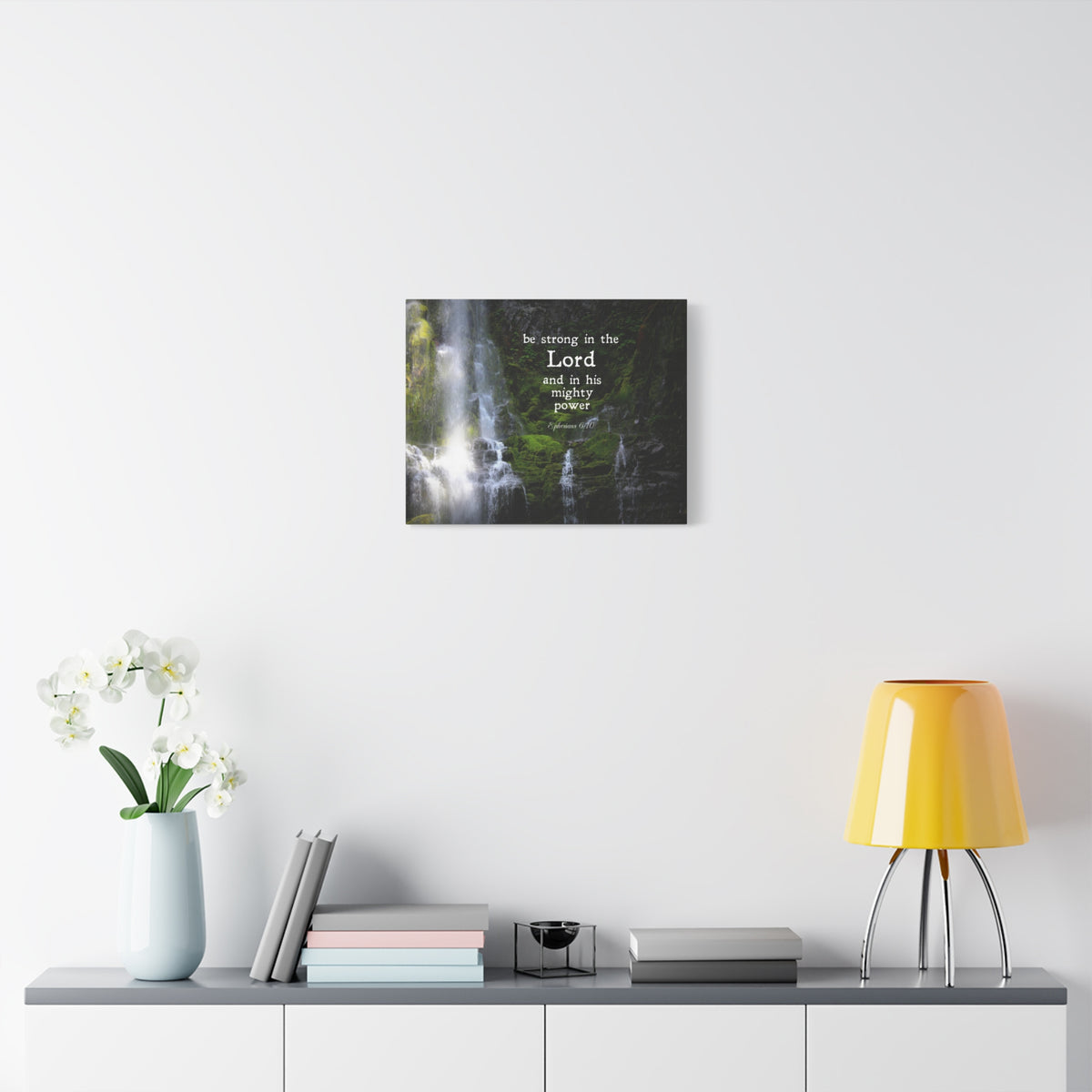 Scripture Canvas Be Strong In The Lord Ephesians 6:10 Christian Wall Art Bible Verse Print Ready to Hang