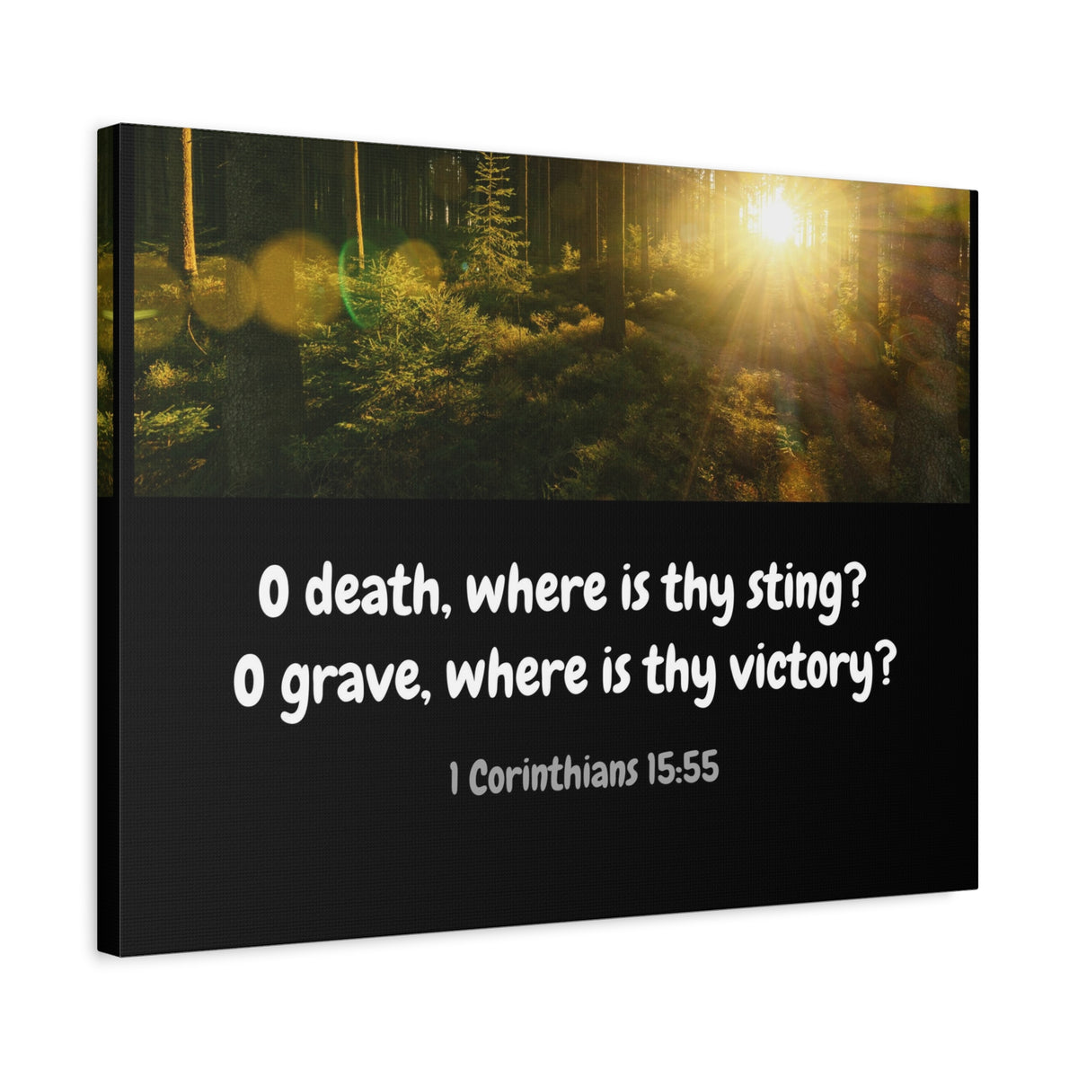 Scripture Canvas Victory Over Death 1 Corinthians 15:55 Christian Wall Art Bible Verse Print Ready to Hang