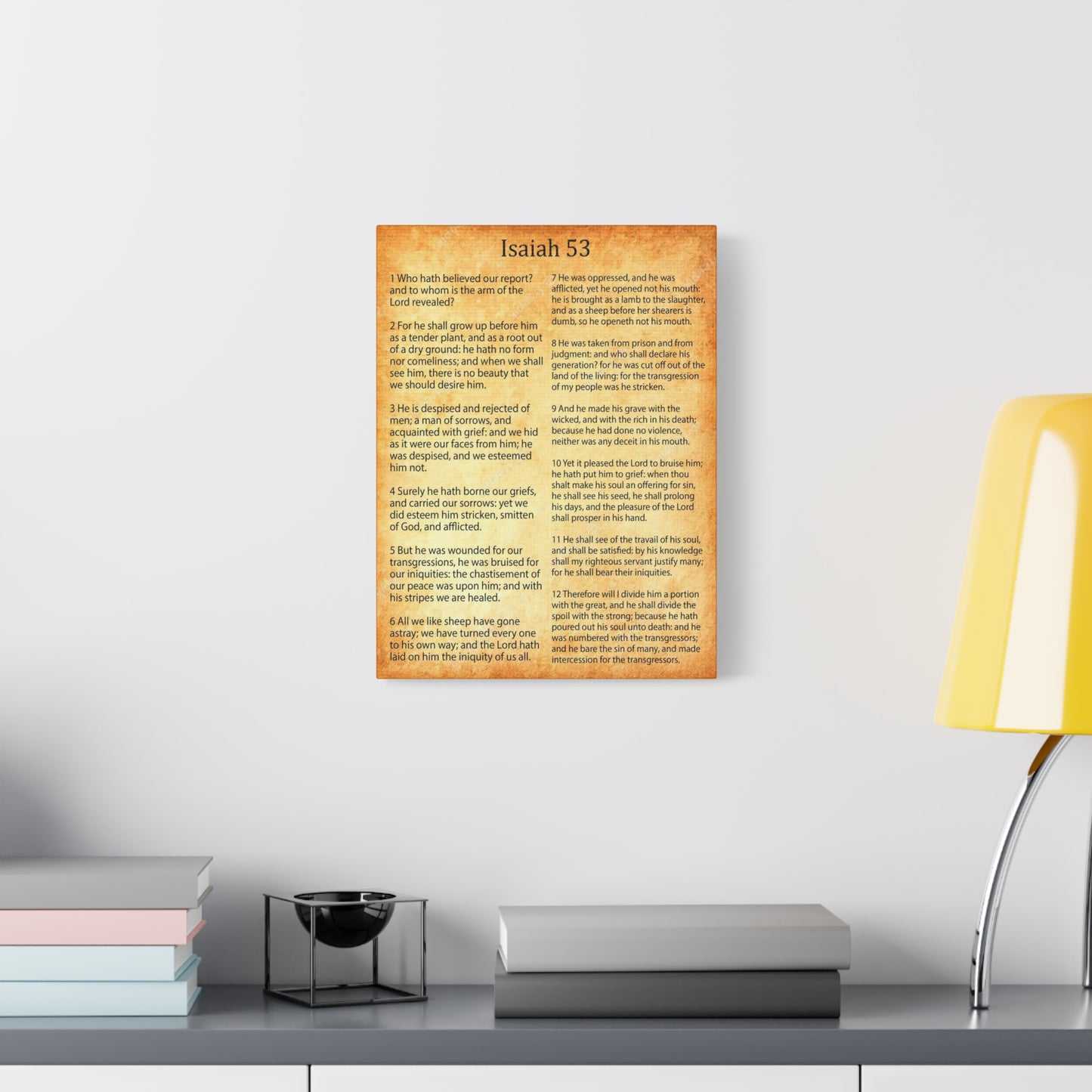 Scripture Walls Coming of Christ Isaiah 53 Chapter Gold Christian Wall Art Print Ready to Hang Unframed