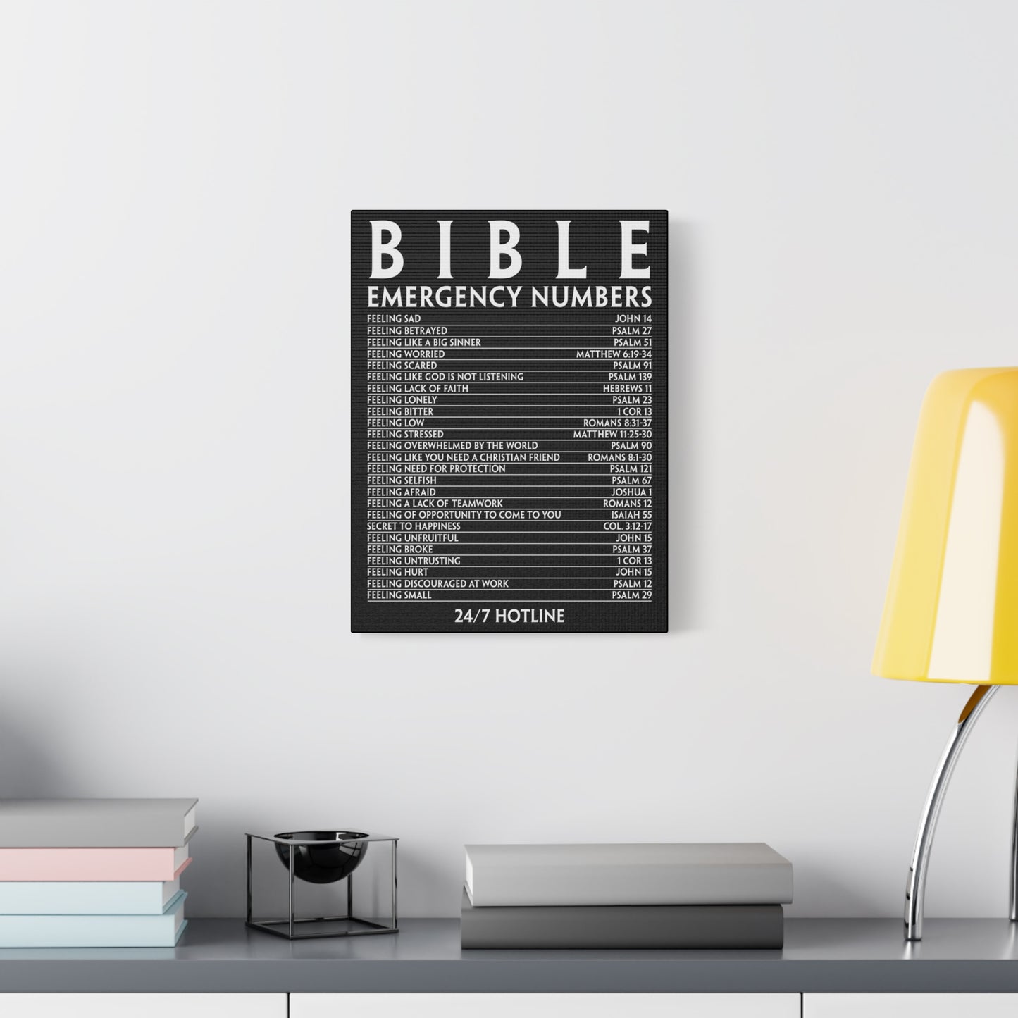 Scripture Walls Bible Emergency Hotline Numbers Bible Verse Canvas Christian Wall Art Ready to Hang Unframed