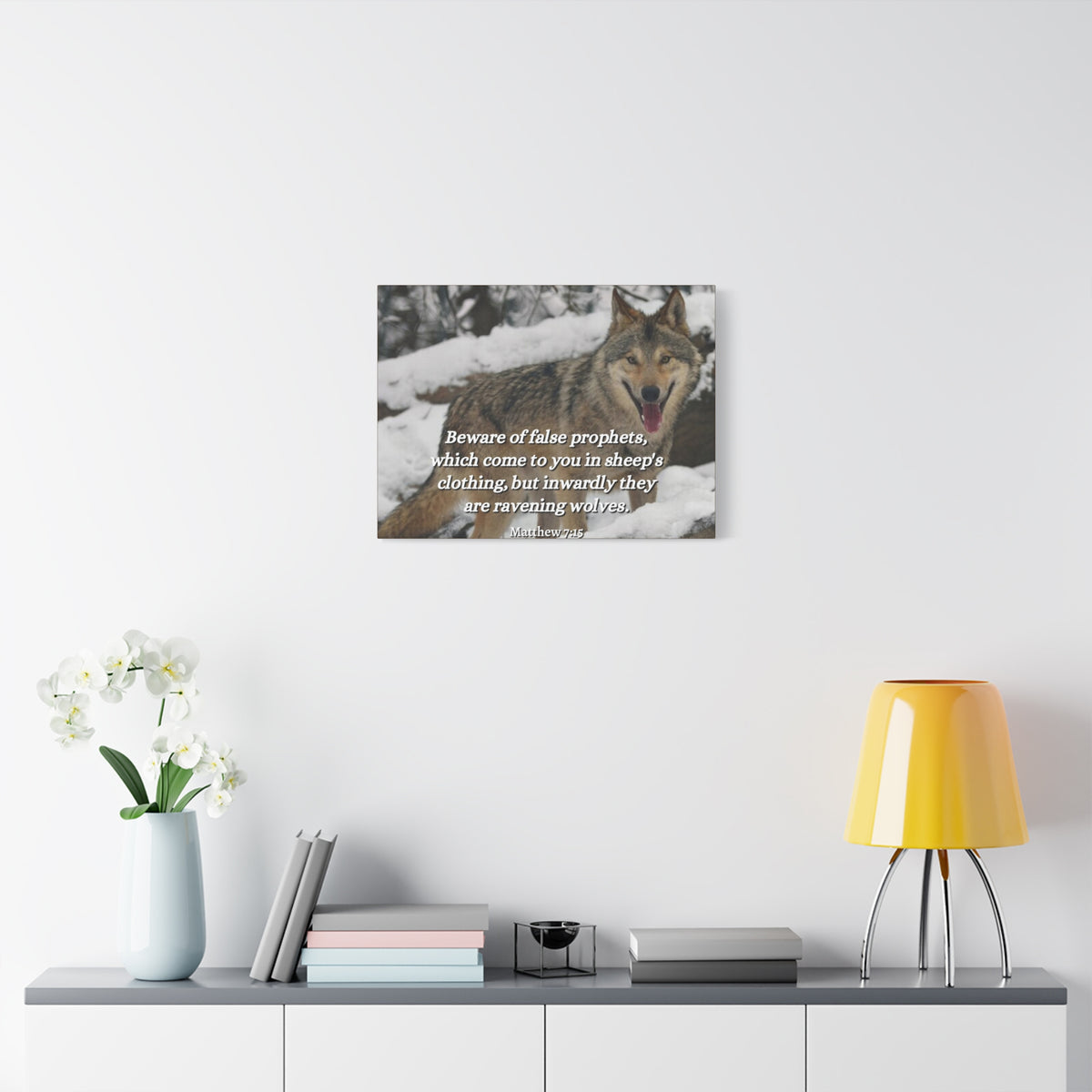 Scripture Canvas False Prophets Matthew 7:15 Christian Wall Art Bible Verse Print Ready to Hang
