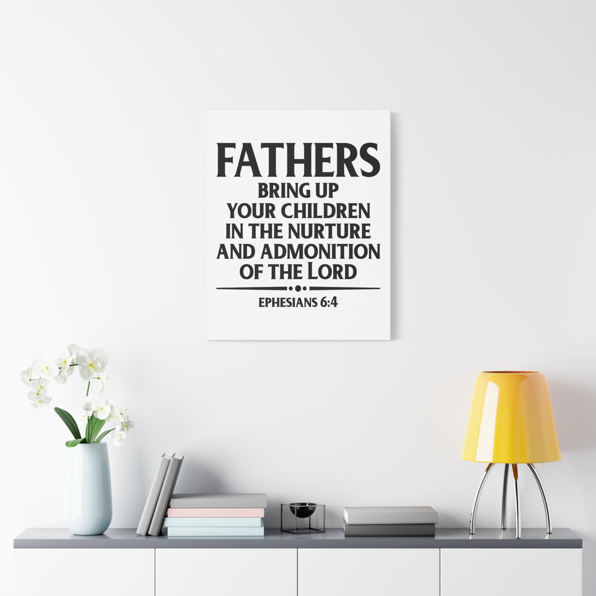 Scripture Canvas Fathers Bring Up Ephesians 6:4 Christian Wall Art Bible Verse Print Ready to Hang