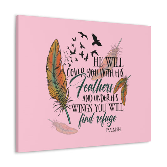 Under His Wings Psalm 19:4 Christian Wall Art Bible Verse Print Ready to Hang