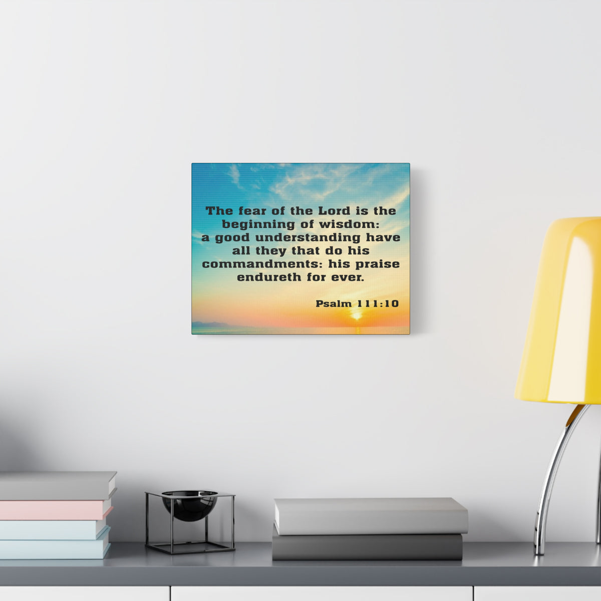 Bible Verse Canvas The Fear of The Lord is The Beginning of Wisdom Psalm 111:10 Christian Home Décor Wall Art Scripture Ready to Hang Faith Print