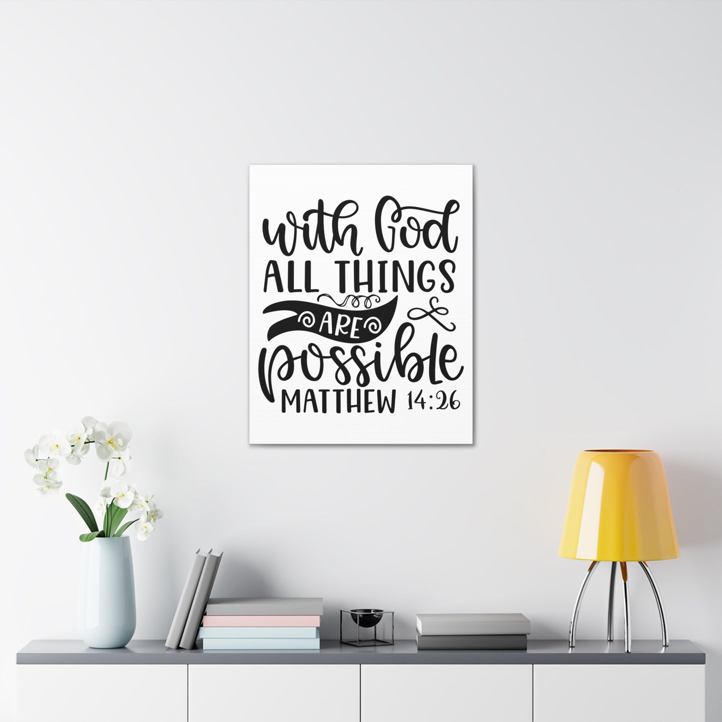 With God Matthew 14:26 Bible Verse Canvas Christian Wall Art Ready to Hang