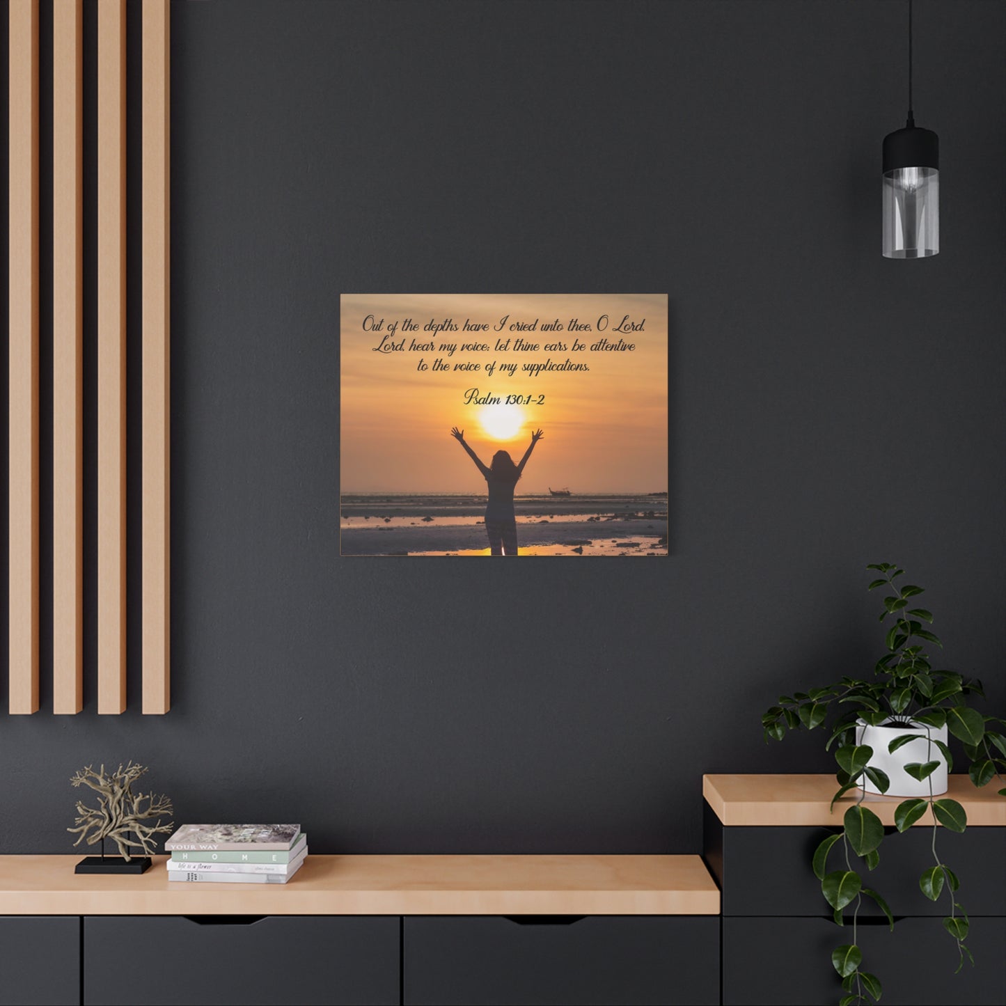 Bible Verse Canvas Out of The Depths Psalm 130:1-2 Christian Home Décor Wall Art Scripture Ready to Hang Faith Print