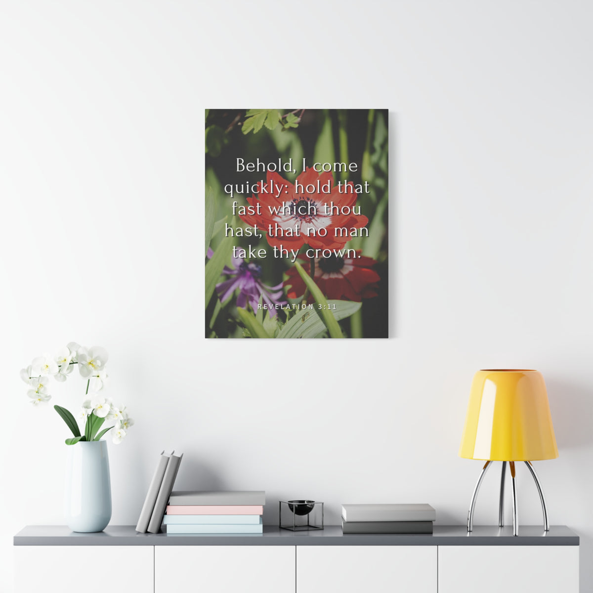 Scripture Canvas I Come Revelation 3:11 Christian Wall Art Bible Verse Print Ready to Hang