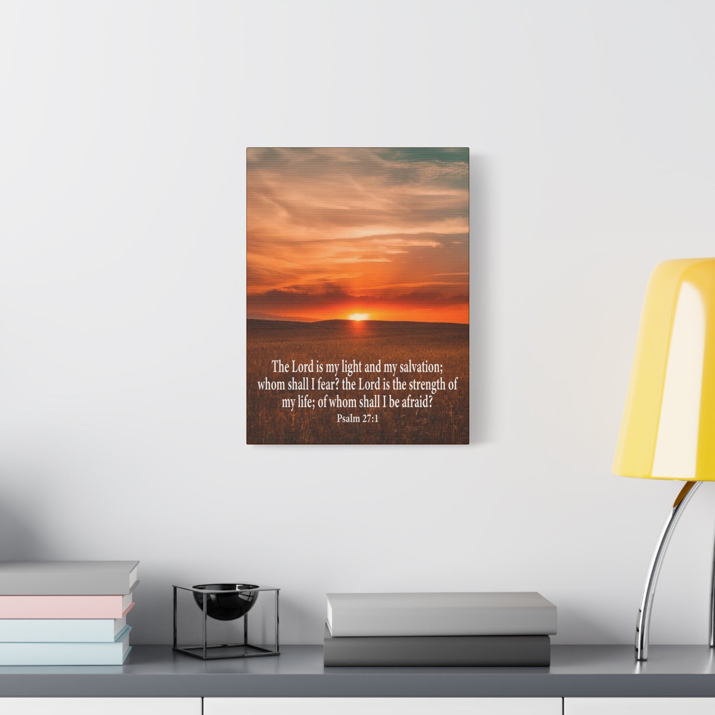 Bible Verse Canvas Lord is My Salvation Psalm 27:1 Christian Wall Décor Scripture Art Ready to Hang