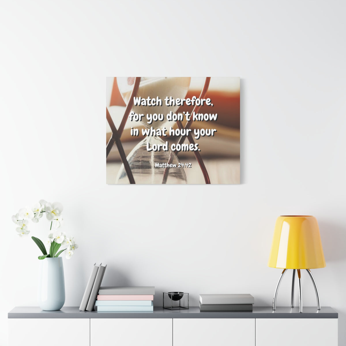 Scripture Canvas Hour Matthew 24:42 Christian Wall Art Bible Verse Print Ready to Hang
