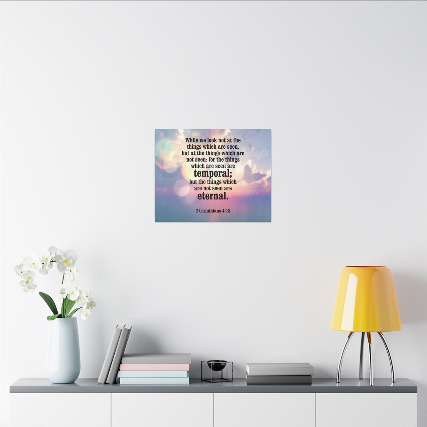 Scripture Canvas Temporal and Eternal Things 2 Corinthians 4:18 Christian Wall Art Bible Verse Print Ready to Hang