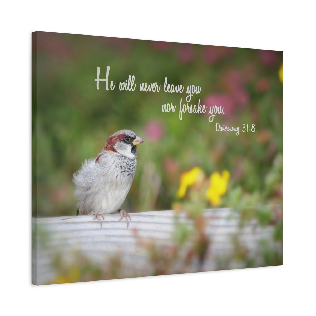 Scripture Canvas Will Never Leave You Deuteronomy 31:8 Christian Wall Art Bible Verse Print Ready to Hang