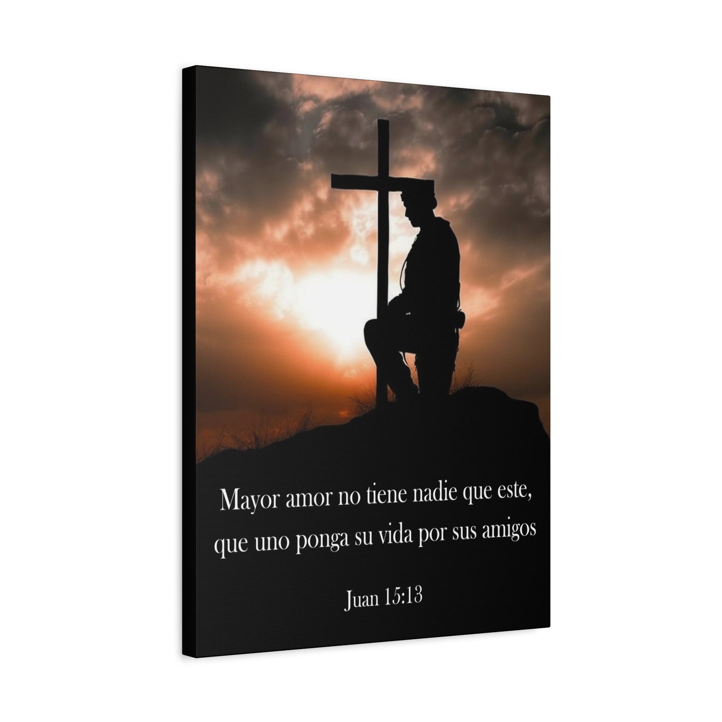 Scripture Walls John 15:13 Greater Love Soldier at Cross Christian Wall Art Print Ready to Hang Unframed