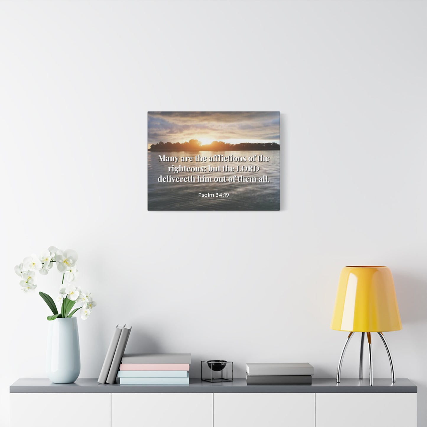Scripture Canvas The Afflictions Psalm 34:19 Christian Wall Art Bible Verse Print Ready to Hang