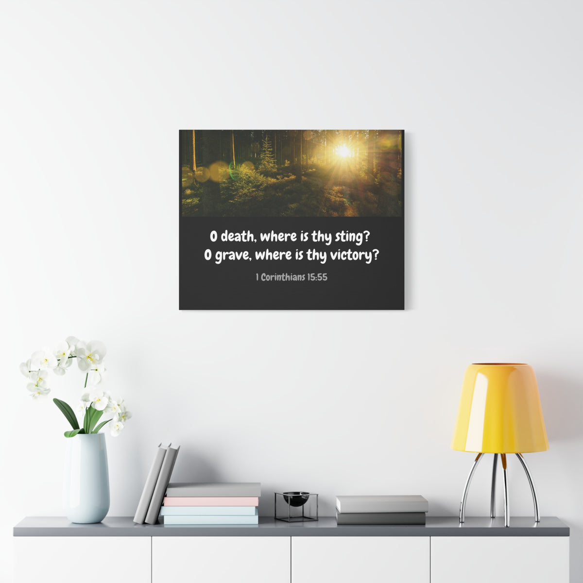 Scripture Canvas Victory Over Death 1 Corinthians 15:55 Christian Wall Art Bible Verse Print Ready to Hang