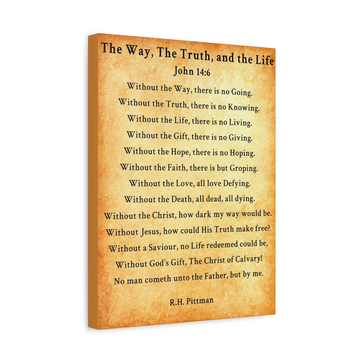 Scripture Walls Way Truth Life John 14:6 Gold Bible Verse Canvas Christian Wall Art Ready to Hang Unframed