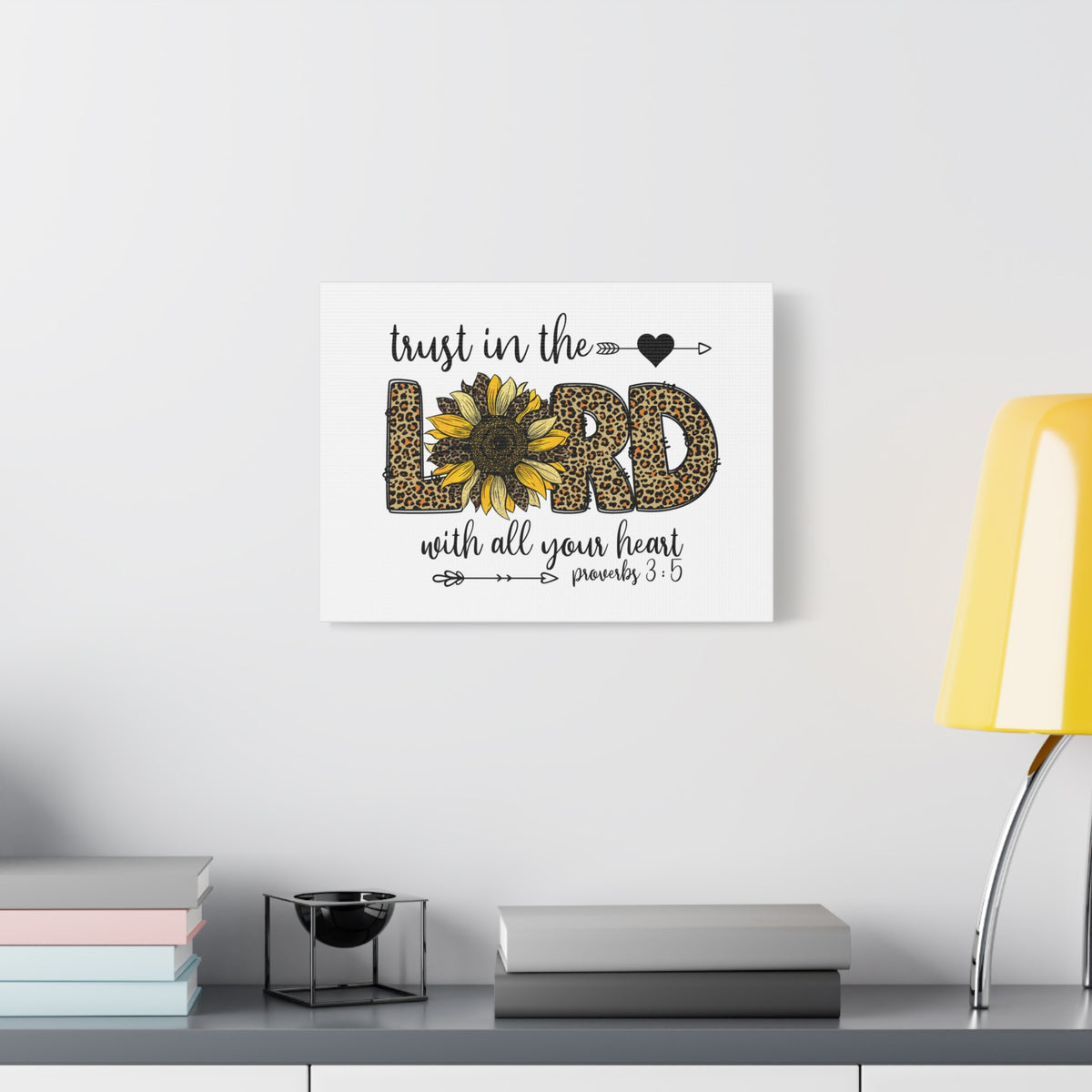 Scripture Canvas Trust In The Lord Leopard Proverbs 3:5 Christian Wall Art Bible Verse Print Ready to Hang