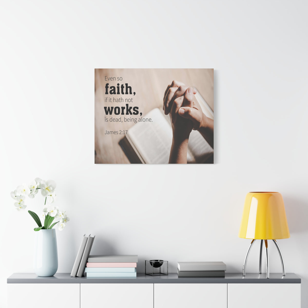 Scripture Canvas Faith Works James 2:17 Christian Wall Art Bible Verse Print Ready to Hang