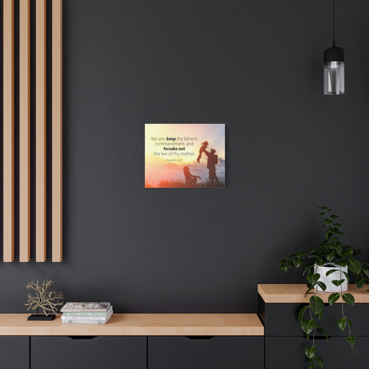 Scripture Canvas The Law of Thy Mother Proverbs 6:20 Christian Wall Art Bible Verse Print Ready to Hang