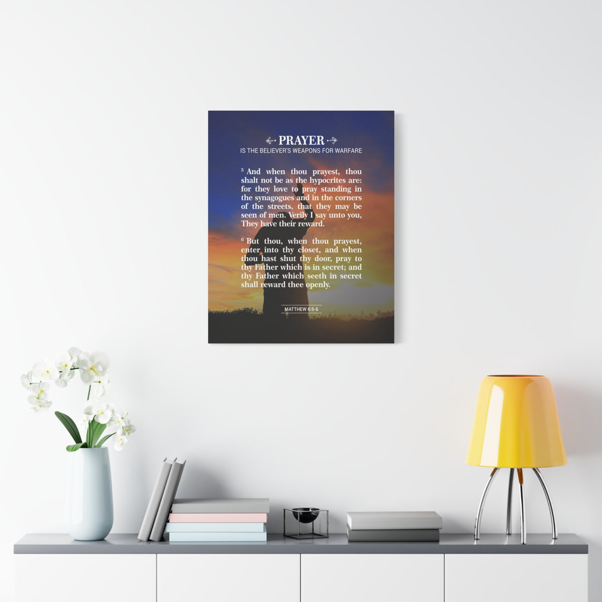 Scripture Canvas Prayer Matthew 6:5-6 Christian Wall Art Bible Verse Print Ready to Hang