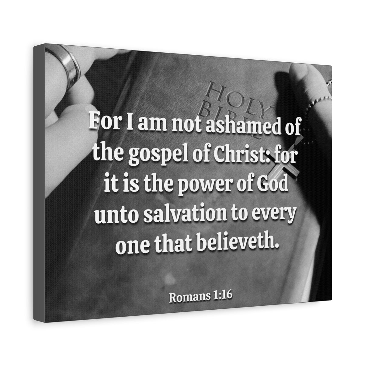 Scripture Canvas God Unto Salvation Romans 1:16 Christian Wall Art Bible Verse Print Ready to Hang
