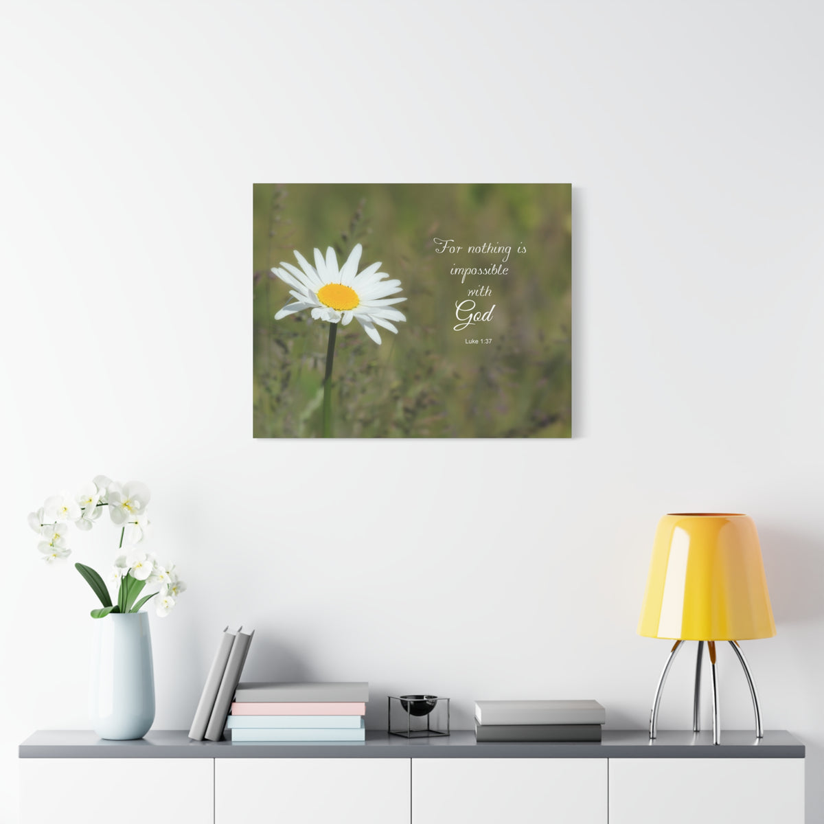 Scripture Canvas With God Luke 1:37 Christian Wall Art Bible Verse Print Ready to Hang