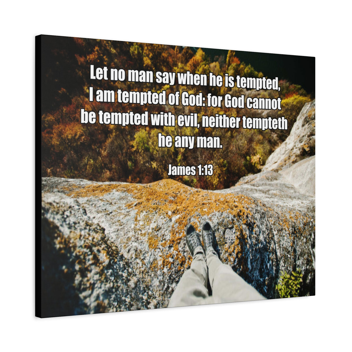 Scripture Canvas God Cannot Be Tempted James 1:13 Christian Wall Art Bible Verse Print Ready to Hang