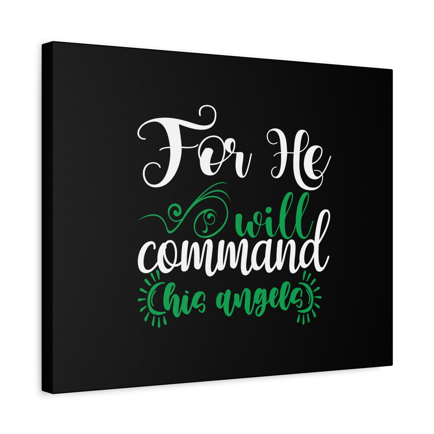 Scripture Canvas For He Will Command His Angels Psalm 91:11 Christian Wall Art Bible Verse Print Ready to Hang