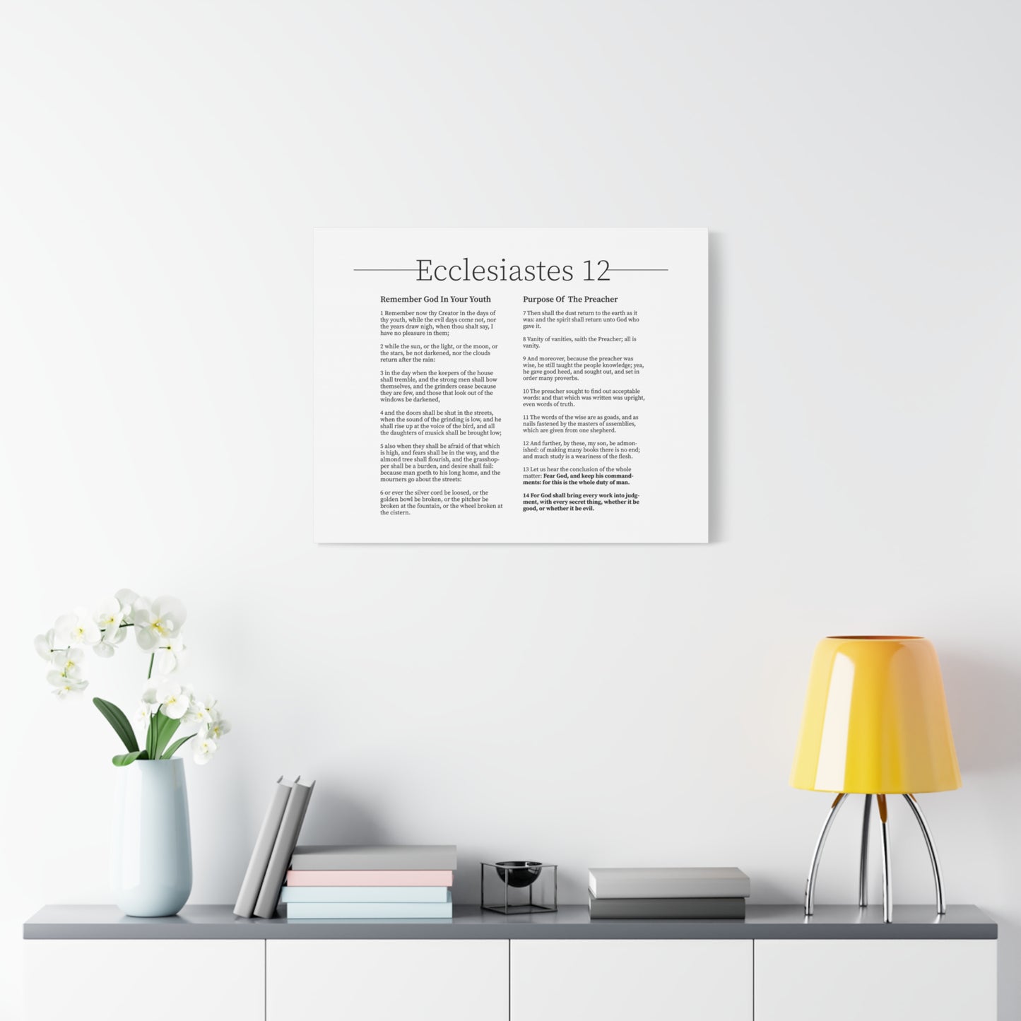 Scripture Canvas His Commandments Ecclesiastes 12 Christian Wall Art Bible Verse Print Ready to Hang