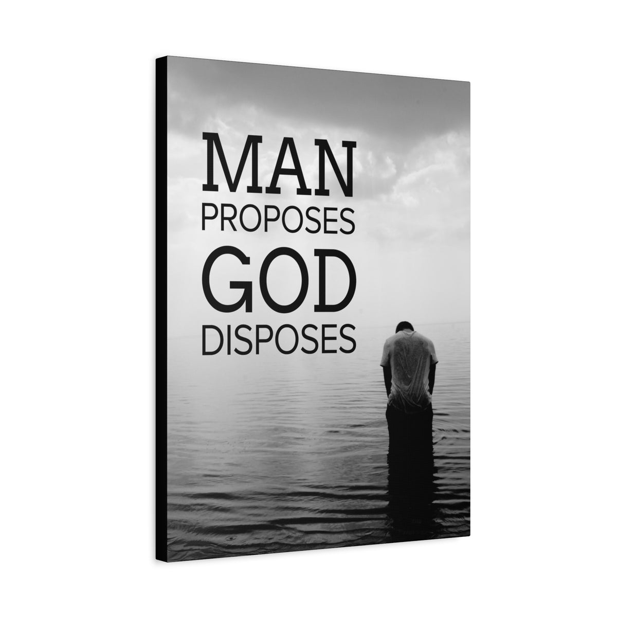 Scripture Canvas Man Proposes God Disposes Proverbs 19:21 Christian Home Décor Ready to Hang Wall Art Scripture