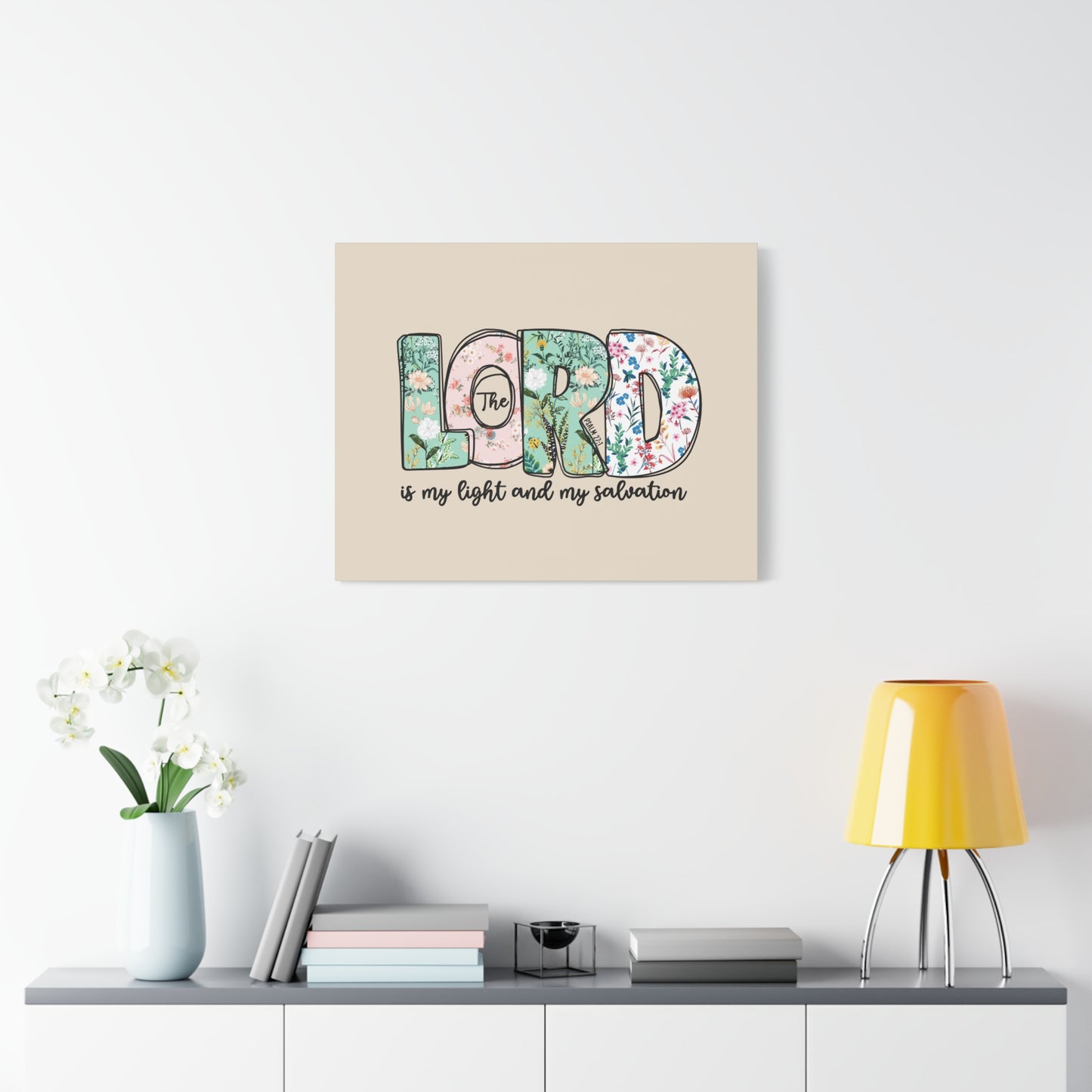 Scripture Walls Light And My Salvation Floral Psalm 27:1 Bible Verse Canvas Christian Wall Art Ready to Hang