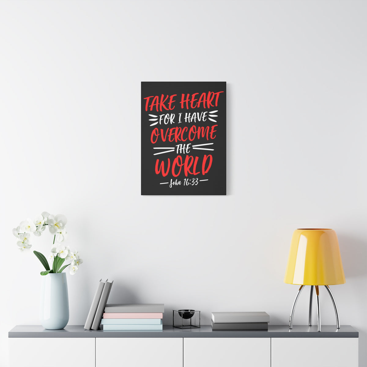 Scripture Canvas Overcome The World John 16:33 Christian Wall Art Bible Verse Print Ready to Hang