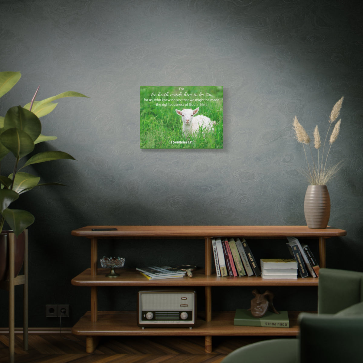 Scripture Canvas God in Him 2 Corinthians 5:21 Christian Wall Art Bible Verse Print Ready to Hang