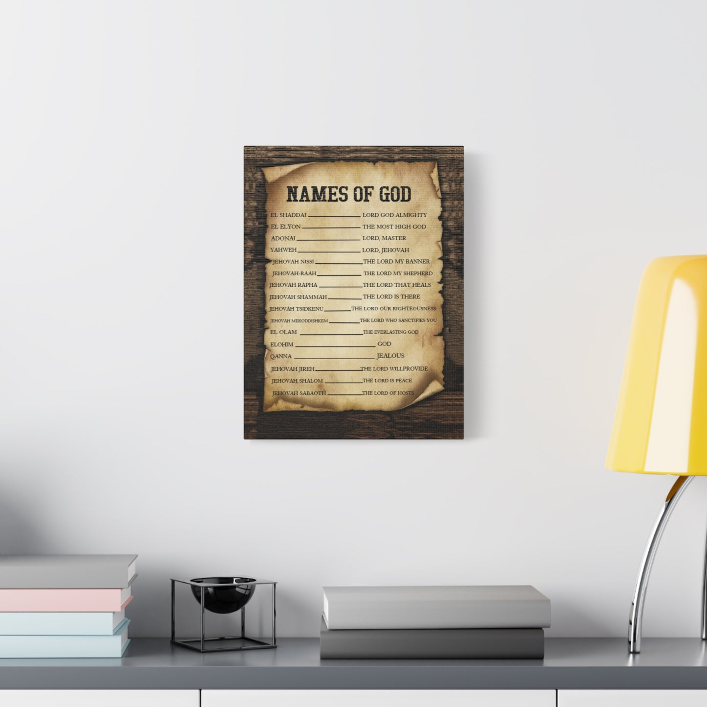 Scripture Canvas Names of God Christian Wall Art Bible Verse Print Ready to Hang