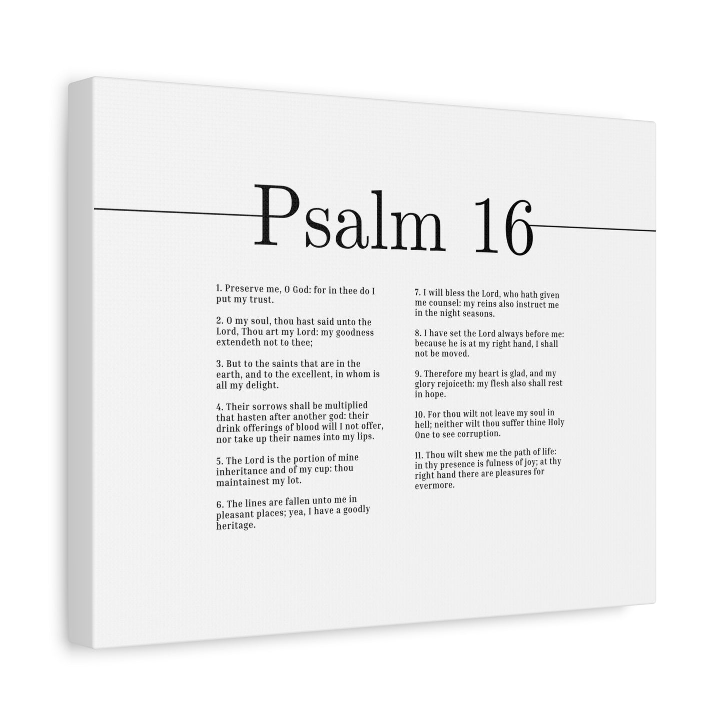 Scripture Canvas Therefore My Heart Is Glad Psalm 16 Christian Wall Art Bible Verse Print Ready to Hang