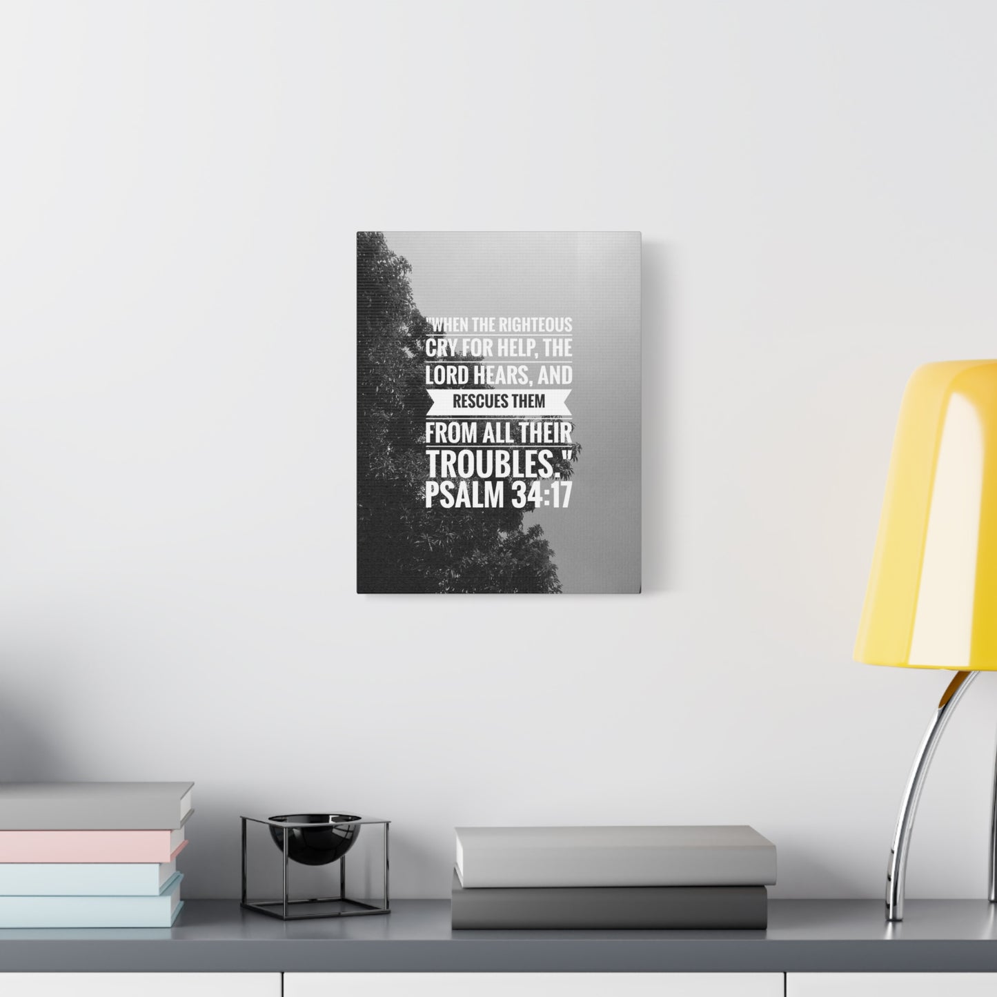 Scripture Canvas Rescues Them Psalm 34:17 Christian Wall Art Bible Verse Print Ready to Hang