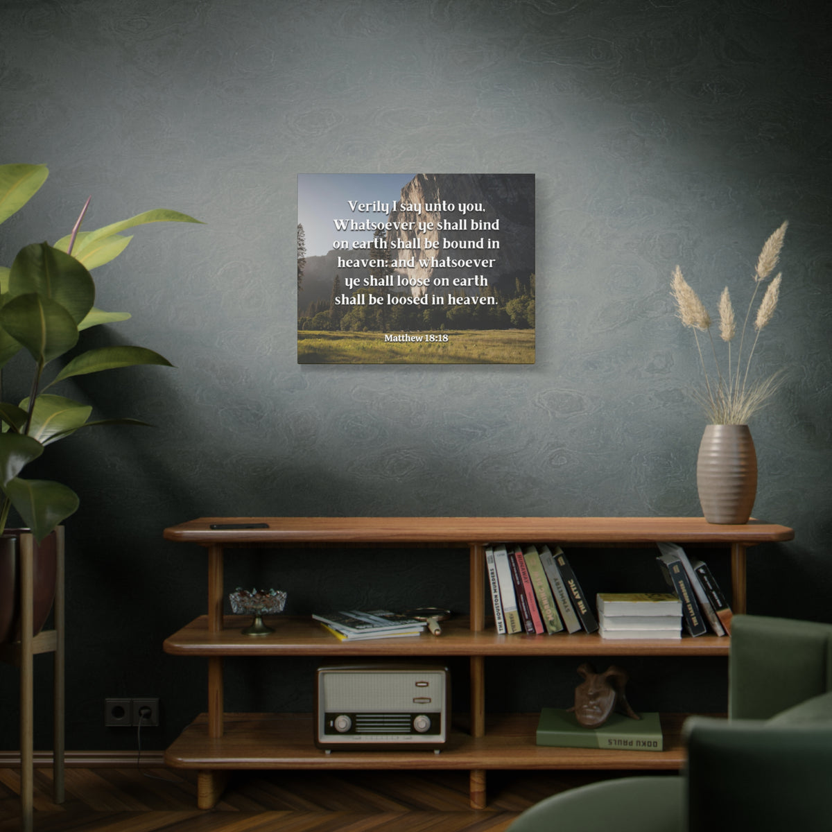Scripture Canvas Bound In Heaven Matthew 18:18 Christian Wall Art Bible Verse Print Ready to Hang
