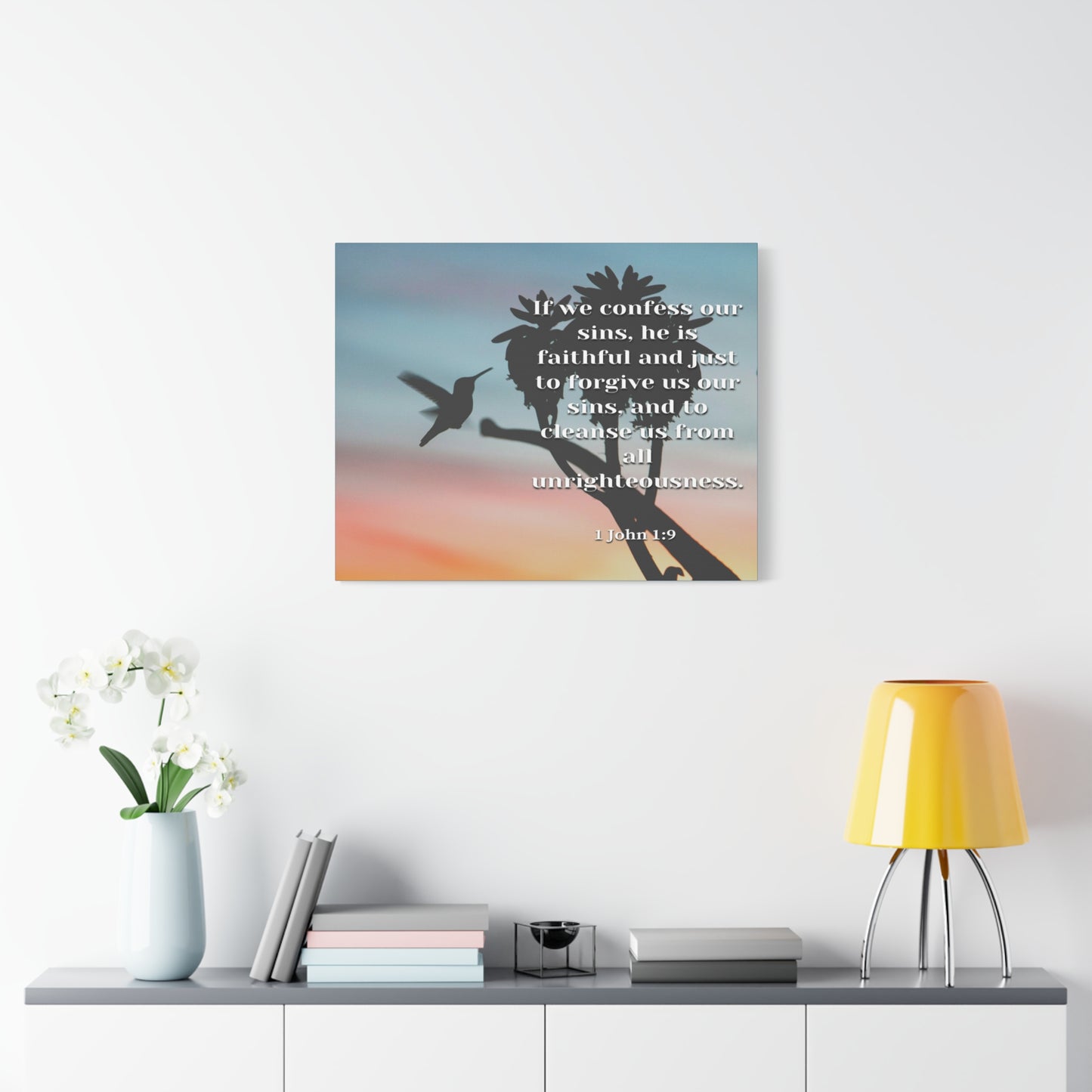 Scripture Canvas Forgive Us 1 John 1:9 Christian Wall Art Bible Verse Print Ready to Hang