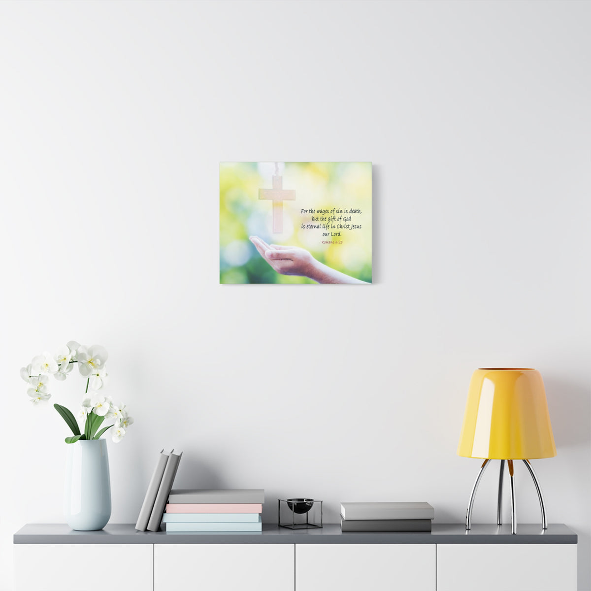 Scripture Canvas Gift Of God Romans 6:23 Christian Wall Art Bible Verse Print Ready to Hang