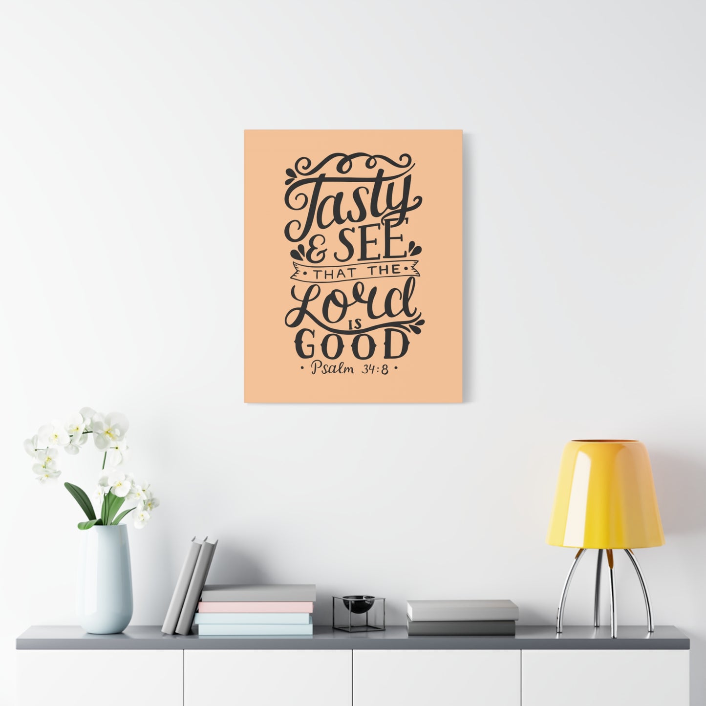 Scripture Canvas Tasty And See That Psalm 34:8 Christian Wall Art Bible Verse Print Ready To Hang