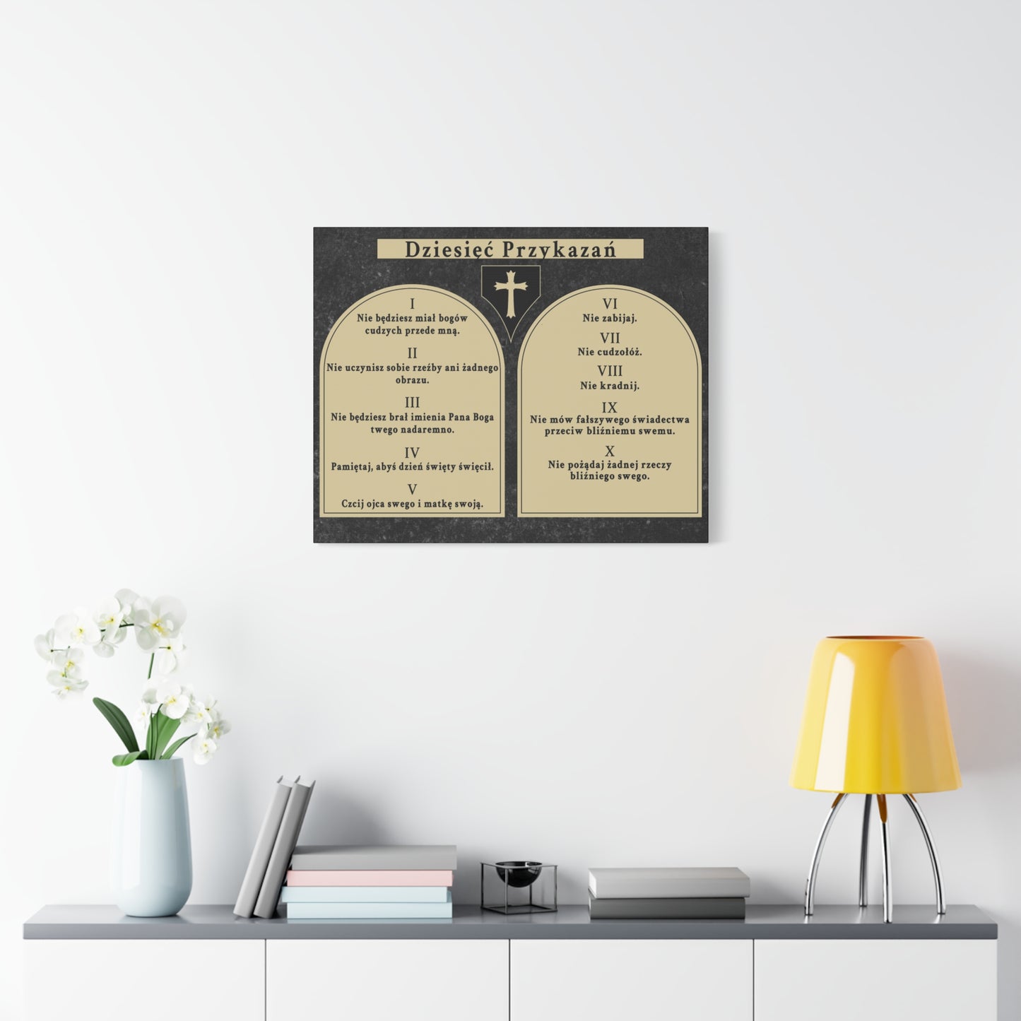 Scripture Walls Dziesięć Przykazań Ten Commandments Polish Bible Verse Canvas Christian Wall Art Ready to Hang Unframed